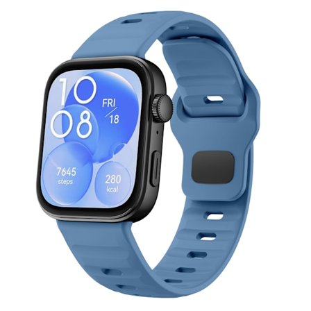 Rem til Huawei Watch Fit 4/fit 4 Pro/fit 3, Bølget silikonerem (blå)