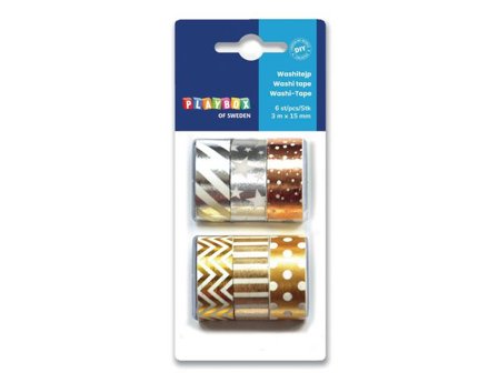 PLAYBOX Washitape metallfärg 6/fp - Lyreco - Skola och förskola - Hobbymaterial - Tejp