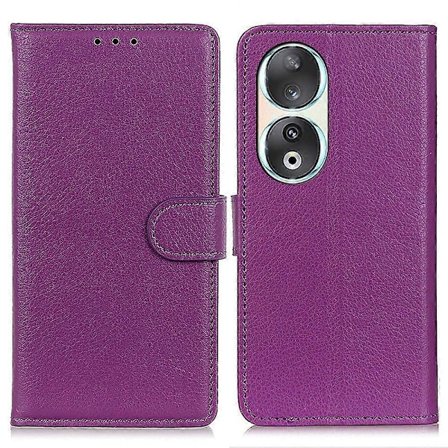 Lompakkokotelo Honor 90:lle, Litsikuvioitu PU-nahkainen suojakotelo jalustalla