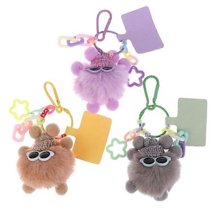 Plys Nøglering Elf Rex Kaninhår Vedhæng DIY Plys Vedhæng Kul Kugle Farverig Sød Mode Kreativ Taske Vedhæng