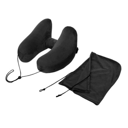 H-formet oppustelig nakkepude med hætte, bærbar nakkestøtte til fly, rejser, kontor og bil