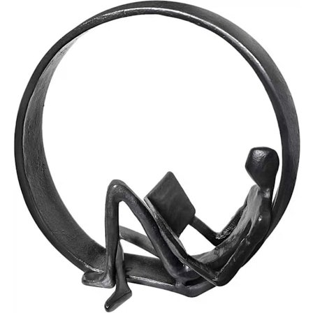 Støbejernsskulpturer Kontor Dekoration, Bordplade Dekor, Metal Små Dekorative Genstande Gave Mand Læsning til Læsere Tilbehør