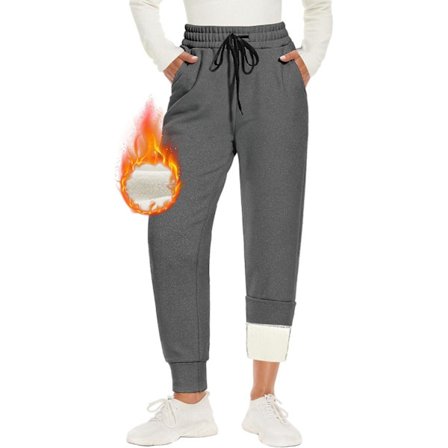 Lämpimät naisten collegehousut, vuoratut, 2 taskua, kiristysnyöri, talvifleece korkea vyötärö, pitkät urheilutrikoot, treenihousut, vapaa-ajan housut,