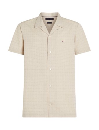 Cotton Linen Dobby Ss Rf Shirt Beige Tommy Hilfiger