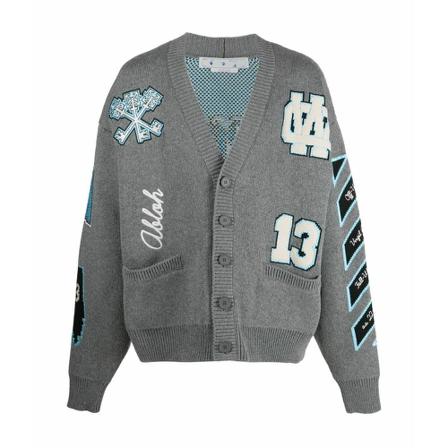 Off White, Cardigans Grijs, Heren, Maat:M,Katoen