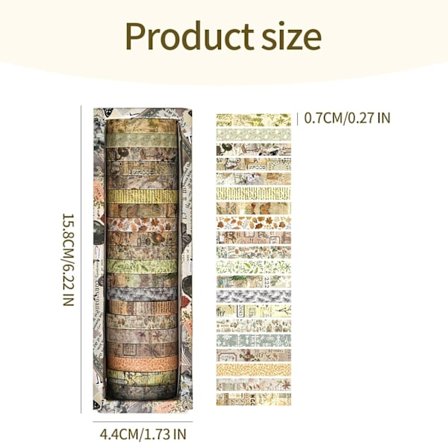 20 ruller washi tape med plantemønster, vintage washi tape sæt, pastel farvet dekorativt papirmaskeringstape