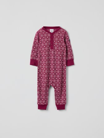 Merinoull jacquard heldress - 62|68 - barneklær - pink - Polarn O. Pyret