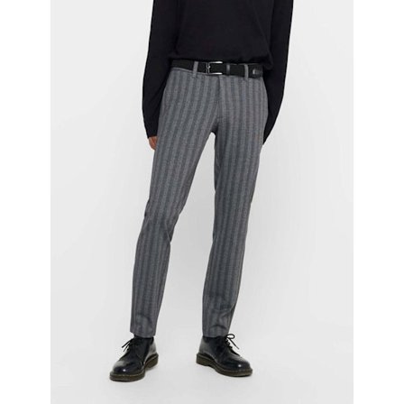 Mark Pants Stribet - Lysegrå