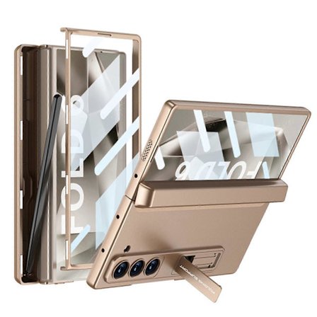 Z Fold 6 Cover, All-Inclusive Z Fold 6 Cover med Hængselbeskyttelse & S Pen Slot & Støttefod & Skærmbeskyttelse Cover til Samsung Galaxy Z Fold 6