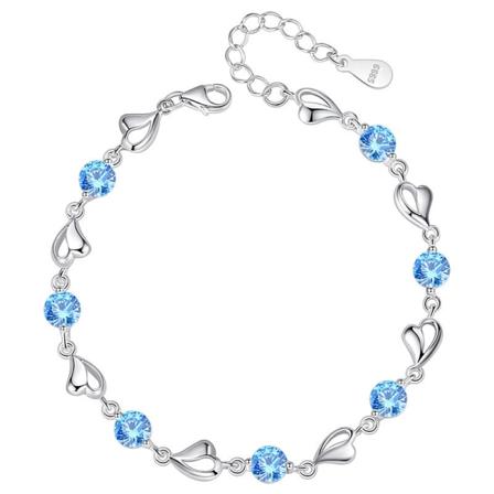 S925 Ocean Heart Armbånd Kvinne Sterling Sølv Zirkon Hjerteform