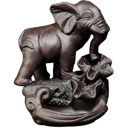 Elefant Røgelseholder Med 20stk Tilbageflow Røgelse Kegler, Asien Keramisk Røgelseholder Tilbageflow