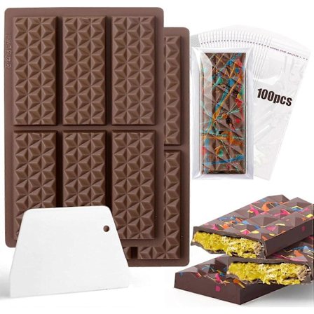 Pakke med 2 Silikon Sjokoladeformer, Dype Sjokoladeplateformer Non-Stick Belegg Sjokoladeform, Ideell for Sjokolade med Pistasjnøtter