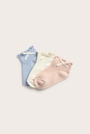 Newbie | Strumpor med rosett i 3-pack Ljusrosa 19/22 | Ljusrosa