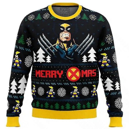 Santa Claws Wolverine Marvel Stygg Juleklær Gave Julenisse Genser Pullover 3d Høst Og Vinter-lingling}