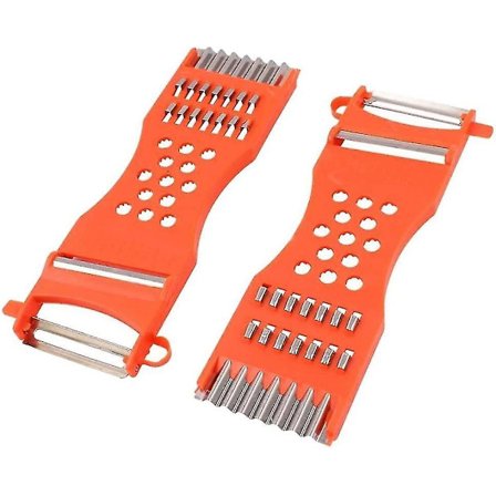 Metallskrape Frukt Rivjern Skjærer Grønnsaks Skreller Oransje Rød (2 stk)