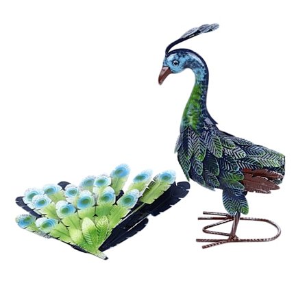 Realistisk metal påfugl statue nem gør-det-selv samling smuk have græsplæne udendørs dekoration