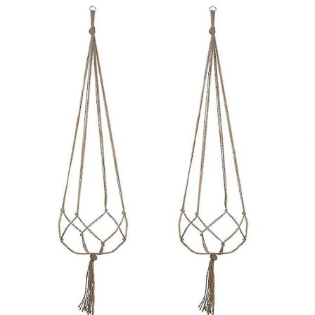 2 Makramee Köysi Kukkaruukku Riippuva Kori Kattokasvi Ripustin Kudottu Hamppuköysi Verkko Laukku Riippuva Teline (105cm)