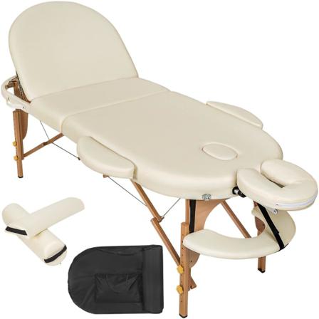 Tectake 3-zons Ovalt Massagebänk Med 5 Cm Stoppning, Hjul Och Tr Beige