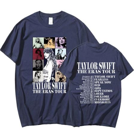 Taylor Swift The Eras Tour International Miesten ja Naisten Lyhythihainen T-paita Pyöreä Kaulapaita Painettu Navy Navy XL