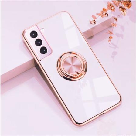 Samsung S22 - Lyxigt Stilrent Skal Med Ring Ställ-funktion Guld Pink One Size