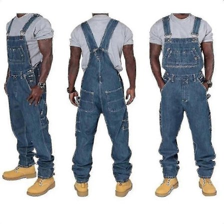 Herre Denim Overalls i Plus Størrelser Mode Jeans Denim Bib Løs Pasform Flere Lommer Justerbare Stropper-WELLNGS XL
