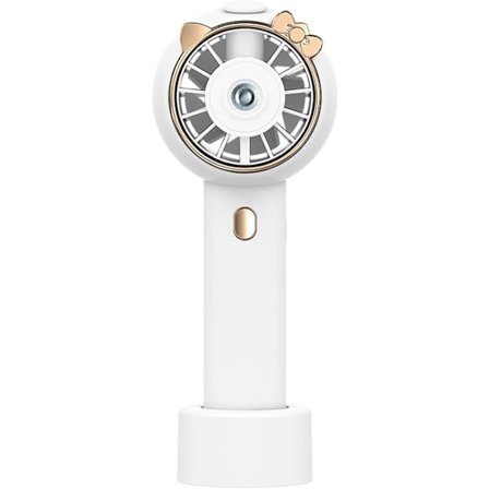 Handhållen spray mini fläkt Misting fläkt bärbar USB laddningsbar vattenfyllning spray fläkt med 3 hastigheter (katt-serie, vit)