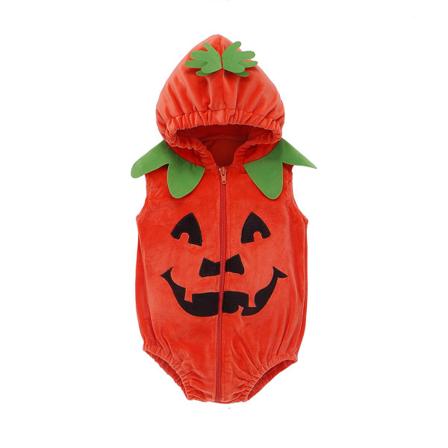Nyfödd baby pumpa kostym Zip Romper Dress Halloween outfit 80cm