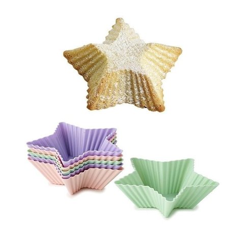Muffinsforme i silikone stjerner 5-pak multifarve