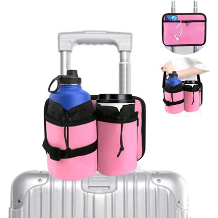 Bagasje koppholder, Reise koppholder, Håndfri bagasje drikkeholder, Vannflaskepose med skulderstropp Kaffe drikkeholder Gaver til reisende