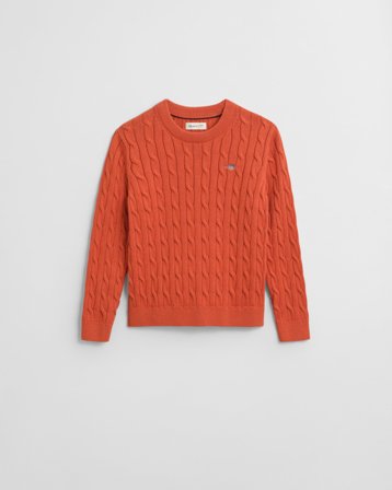 GANT Kinder Zopfstrick Rundhalspullover aus Baumwolle (98/104) Orange