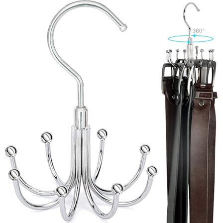 Bælteophæng med 8 Kløer, Bælteorganisator til Skab, Slipsophæng med 360 Graders Drejelig Krog, Ophængningskrog til Bælte, Slips, Halstørklæde (
