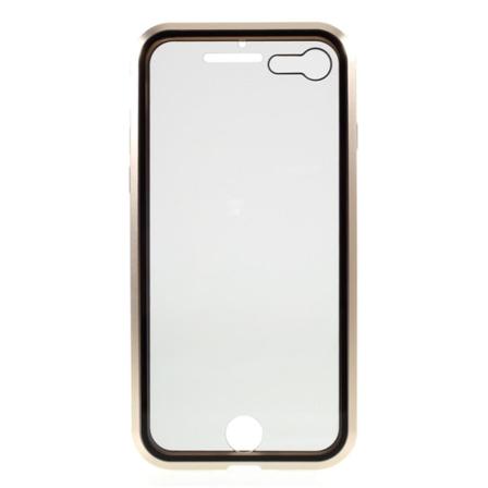 Magnetisk Metal skal med Härdat Glas iPhone 7/8/SE 2020 - Guld Yellow