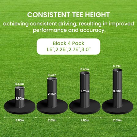 Golf Gummi-Tees, 3/4 Pak, Blandet eller Samme Størrelse til Driving Range Øvelsesmåtte