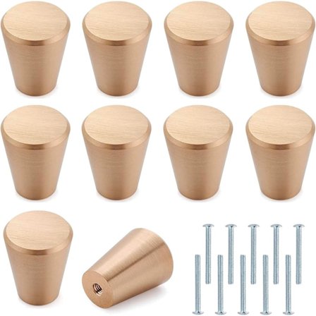 10 st guldmetallådor, runda guldhandtag, aluminium