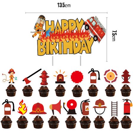 40 kpl palomiehen kakkukoristetta, syntymäpäiväkakkukoristetta, cupcake-koristetta