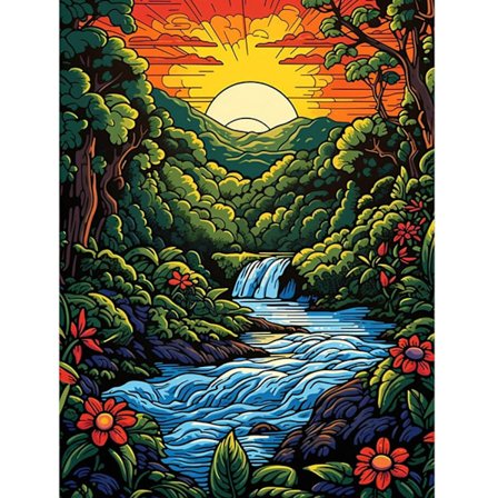 Fantasy Creek Diamantmålningskit - 5D DIY Full Drill Heminredning Landskapskonst