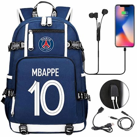 Mbappe nr. 10 mønstret trykt ryggsekk, student ryggsekk, stor kapasitet reiseveske, datamaskinveske stil 7 [L]