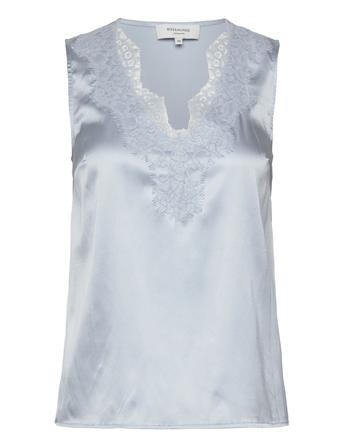 Jade Silk Top W/ Lace Blue Rosemunde