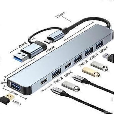 /EA/RYRA USB C Hub Typ C till HDMI-kompatibel RJ45 5 6 8 11 Portar Docka Med PD TF SD AUX