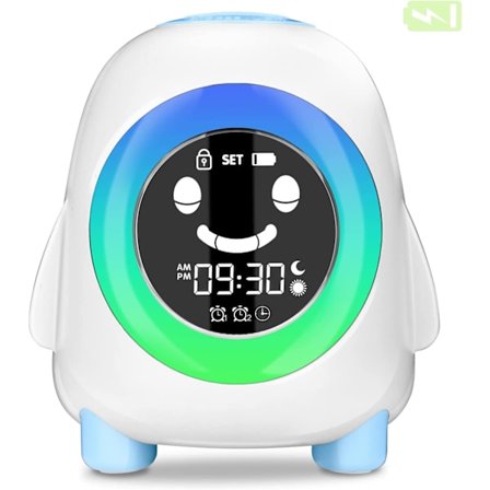 Barnevennlig pedagogisk morgenalarmklokke med 2200 mAh Rech