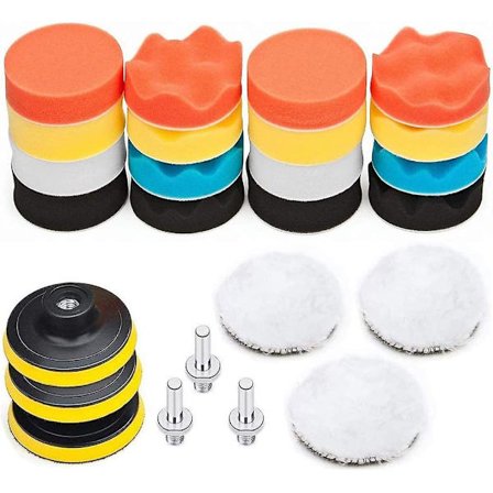 Poleringssett, 25 stk Bilpoleringsputer, Ullpoleringssvamp, Poleringsdyse for Drill, Polermaskin