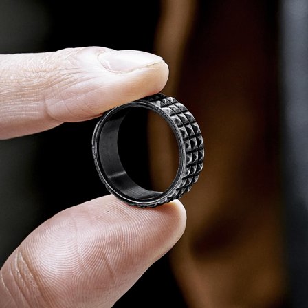 Pearce Pyramis Vintage and Black Ring for Men - Steel rings