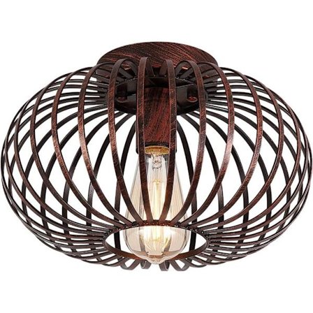 Taklampe Rustikk Industri Metallbur Taklampe Semi-Flush for Hall Stue Soverom Kjøkken_TF_TF