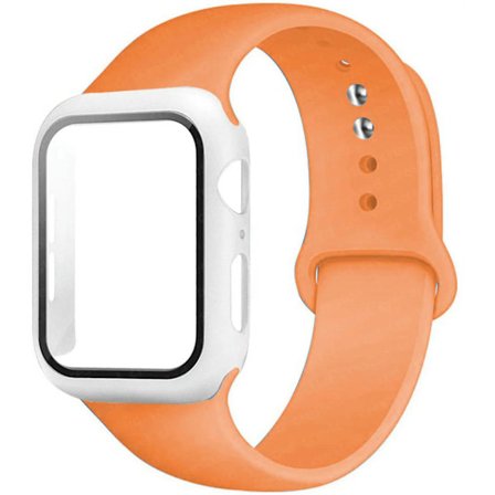 Etui + Rem til Apple Watch Band 44mm 40mm 38mm 42mm Silikone Armbånd med PC Skærmbeskytter Cover iWatch 3 4 5 6 SE