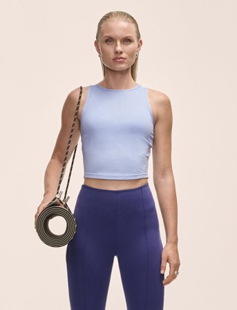 Casall Laser Mesh Crop Top - Blue - S