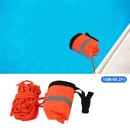 Kastepose Livreddende Refleksivt Tau Vannflytende Pose Redningsutstyr for Vannsport Redning 15M/49.2Ft
