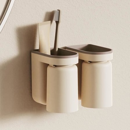 Veggmontert tannbørsteholder - Hvit - ABS - Plassbesparende - Multifunksjonell