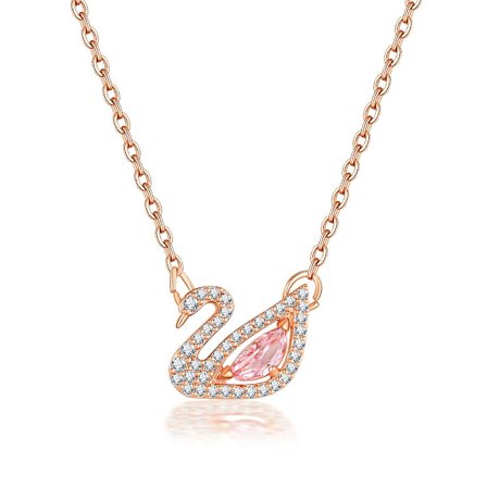 Drama True Beauty Pink Swan Diamond Halskje