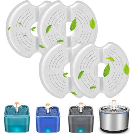 Ersättningsfilter för husdjursfontän till 2,5L rostfri kattfontän, aktivt kolfilter till 2L kattfontän (4 st)