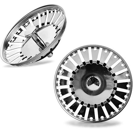 2 stk rustfritt stål kjøkkenvask sil stopper avløpsplugg sil kurv